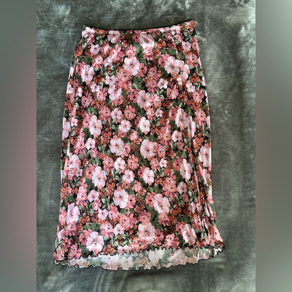 Arula stretch dark floral midi skirt